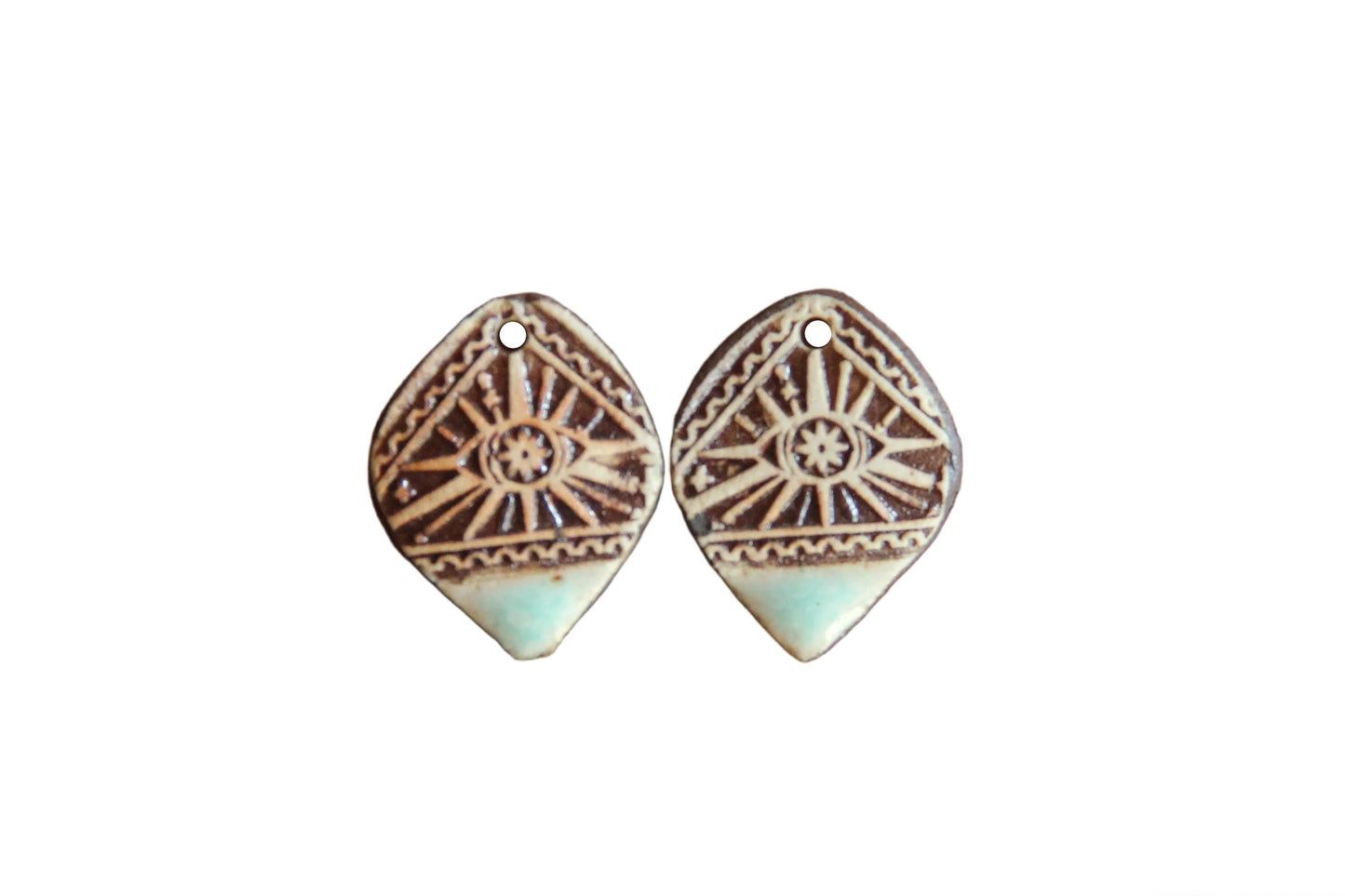 Ceramic earring dangles SMALLER in rustic style
