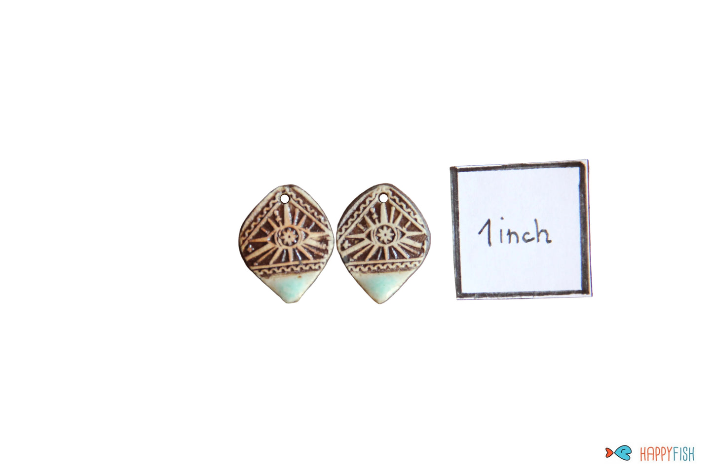 Ceramic earring dangles SMALLER in rustic style