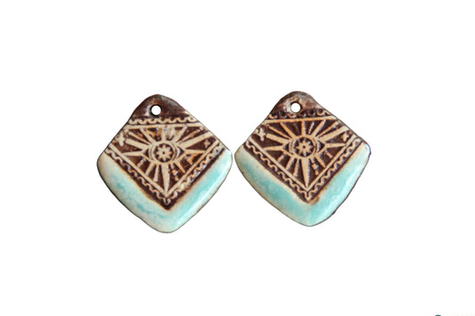 Ceramic earring dangles in rustic style