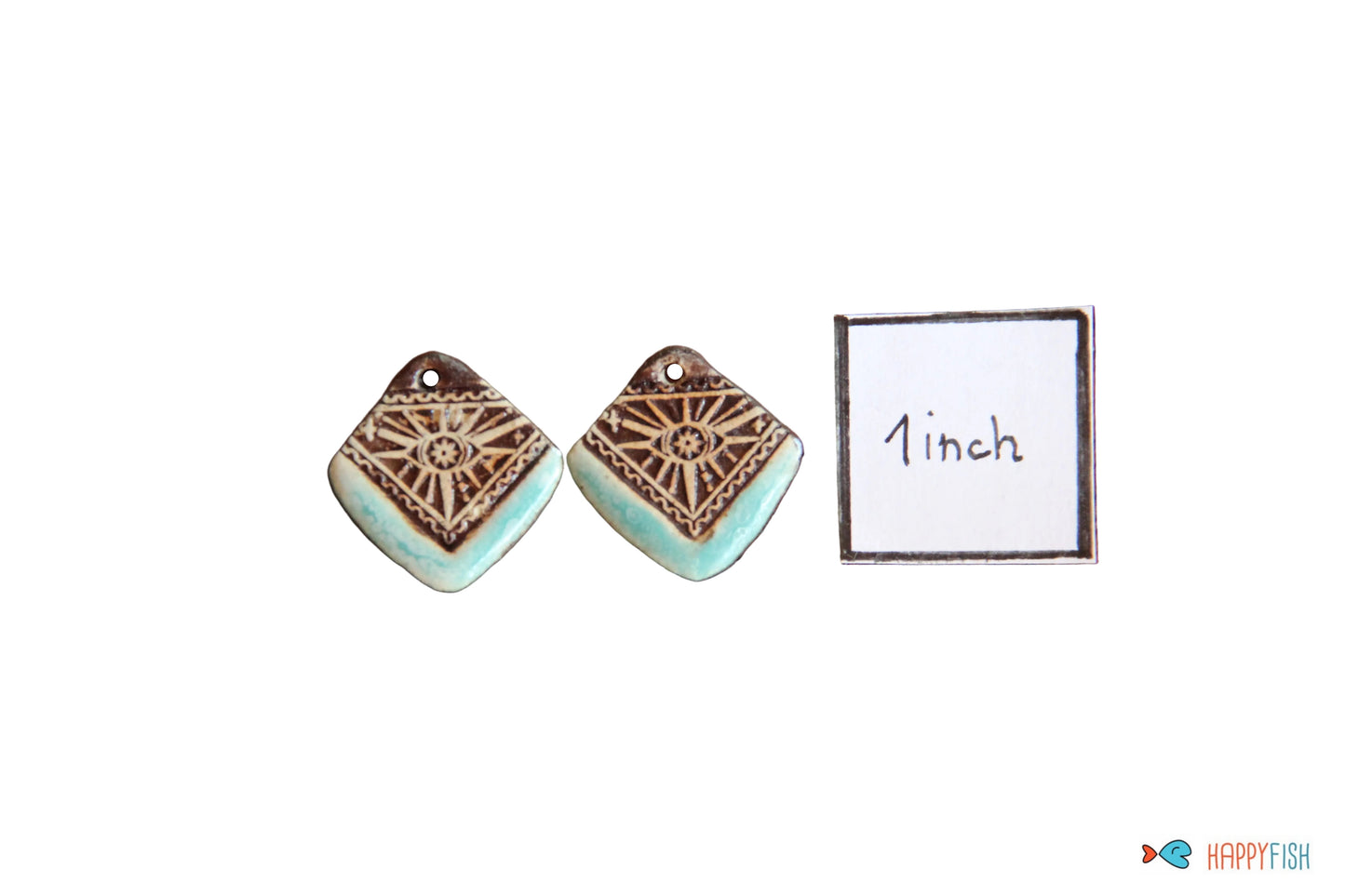 Ceramic earring dangles in rustic style