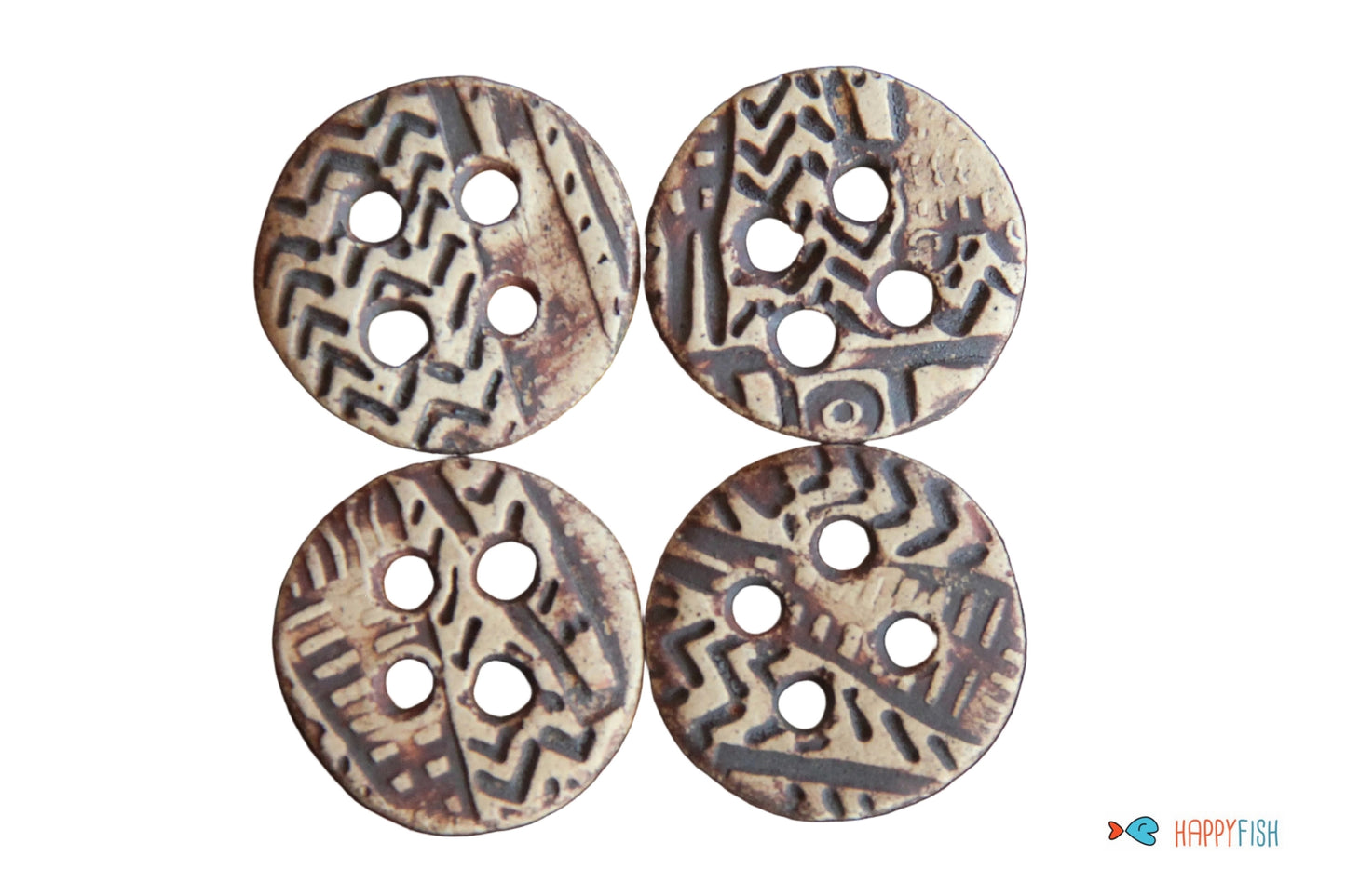 Rustic natural styled buttons 4 pieces