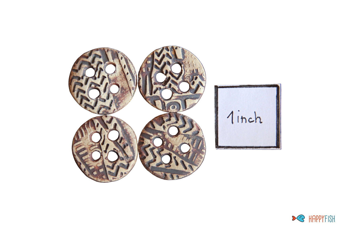 Rustic natural styled buttons 4 pieces