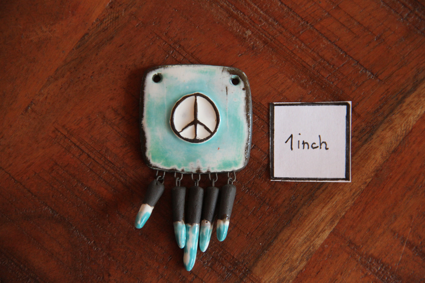 PEACE Pendant with attached spike beads