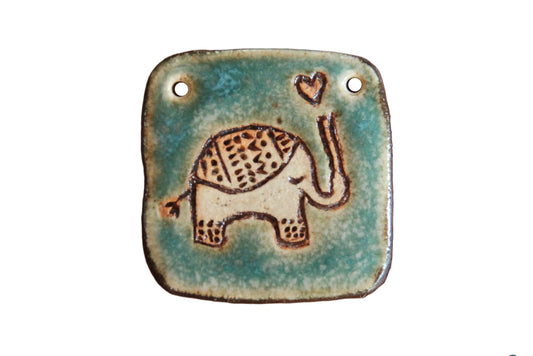 ELEPHANT LOVE... ceramic FOCAL PENDANT