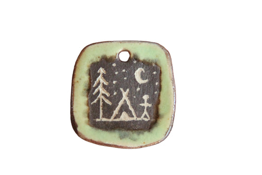 Camping... Rustic Stoneware Pendant