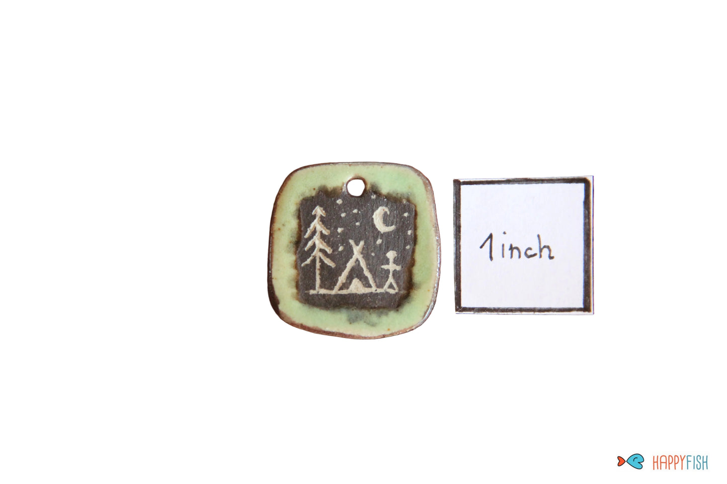 Camping... Rustic Stoneware Pendant