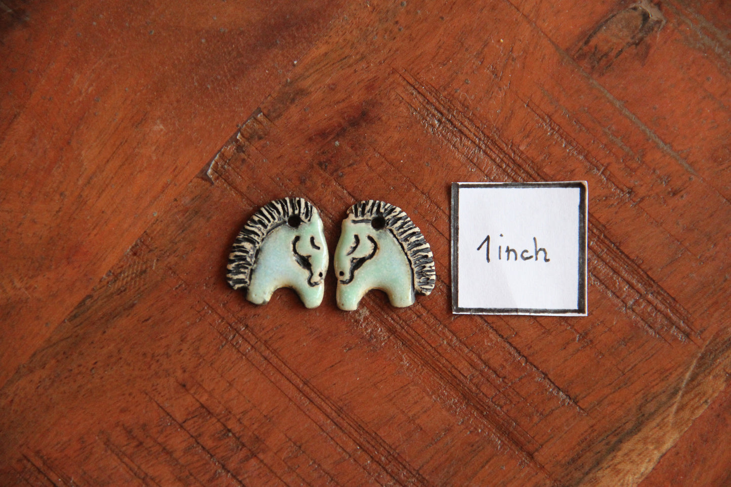 Adorable Light Greenish Horses Earring Pair