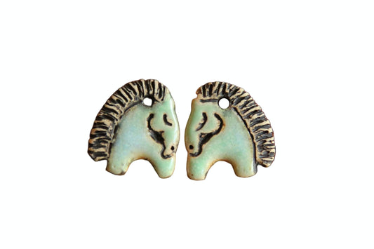 Adorable Light Greenish Horses Earring Pair
