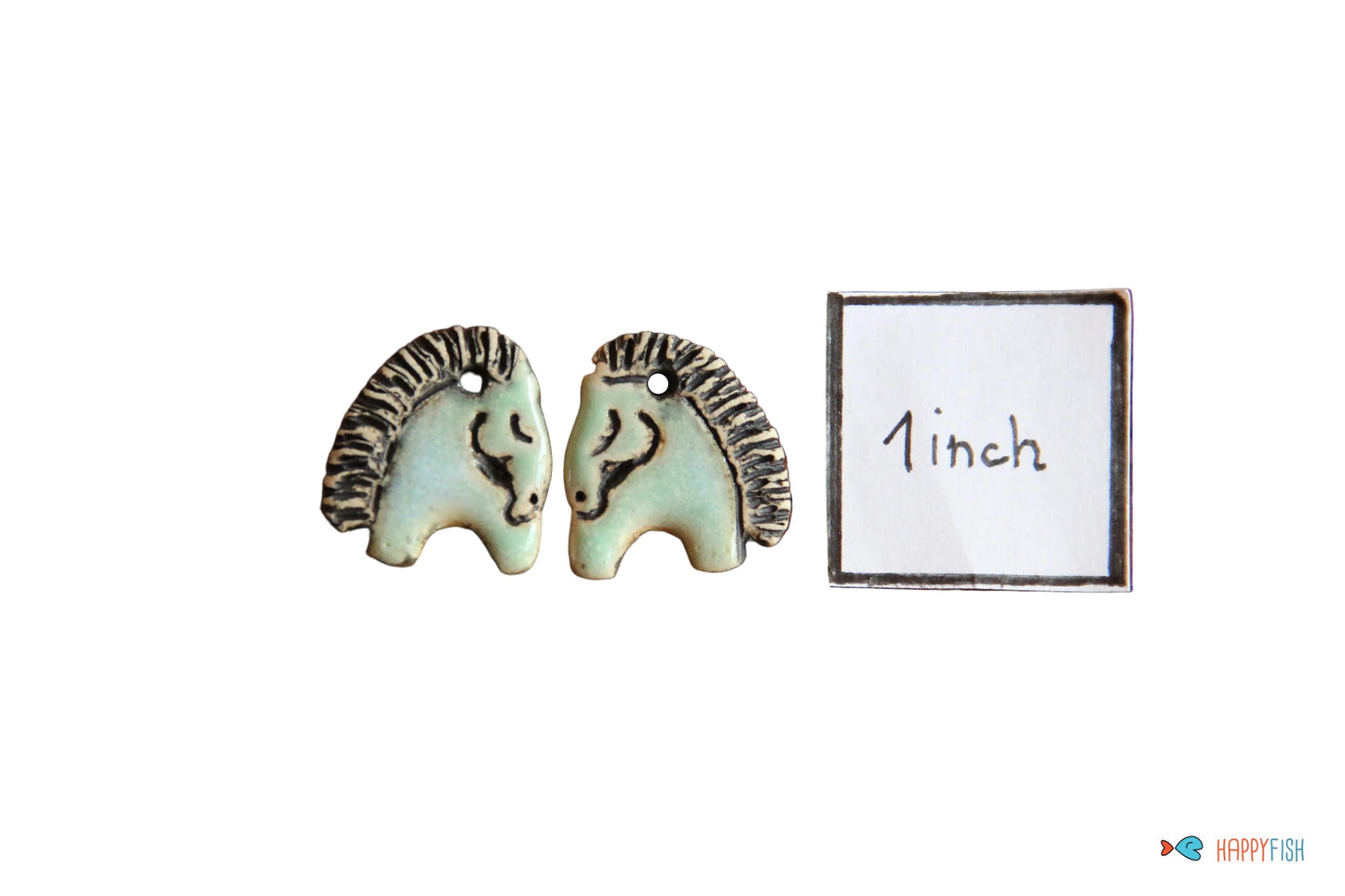 Adorable Light Greenish Horses Earring Pair