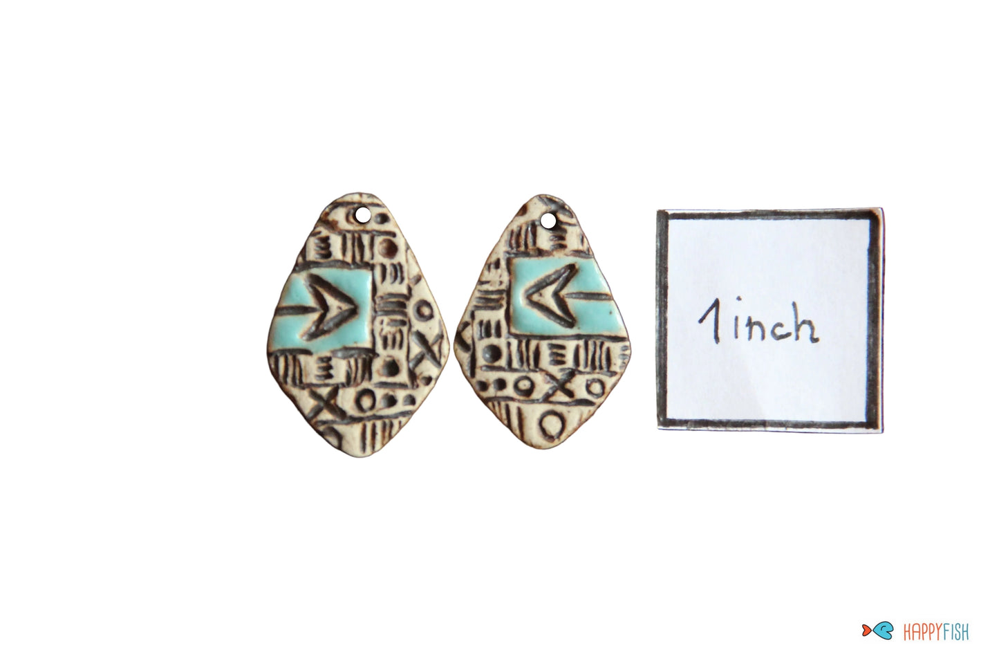 Arrow... Rustic tribal textured pair of ceramic earring dangles