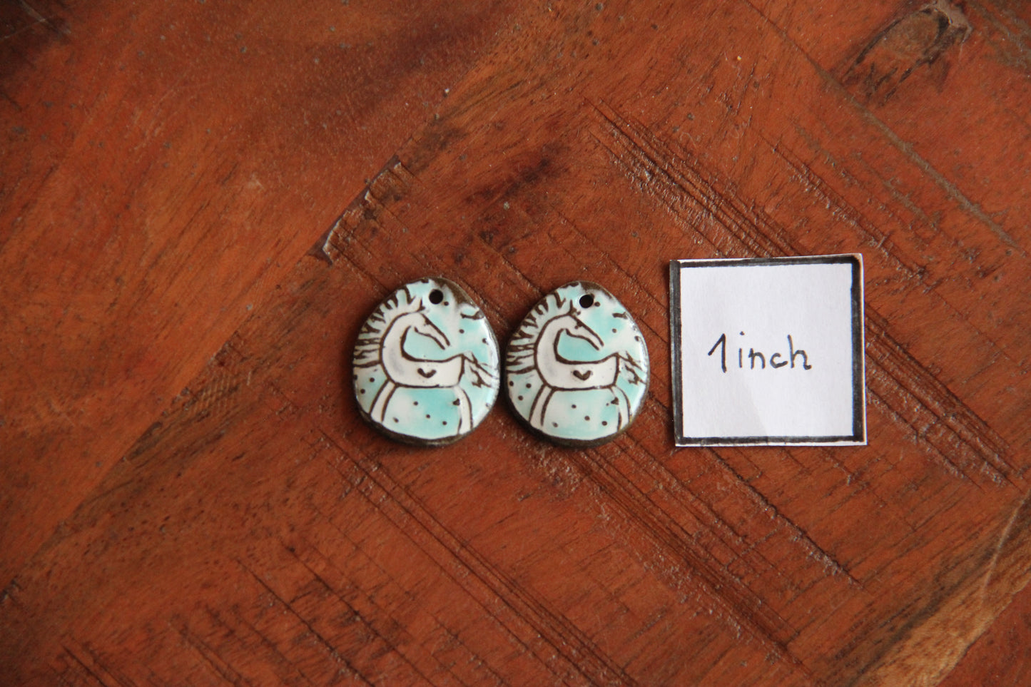 White horses - a pair of ceramic earring dangles