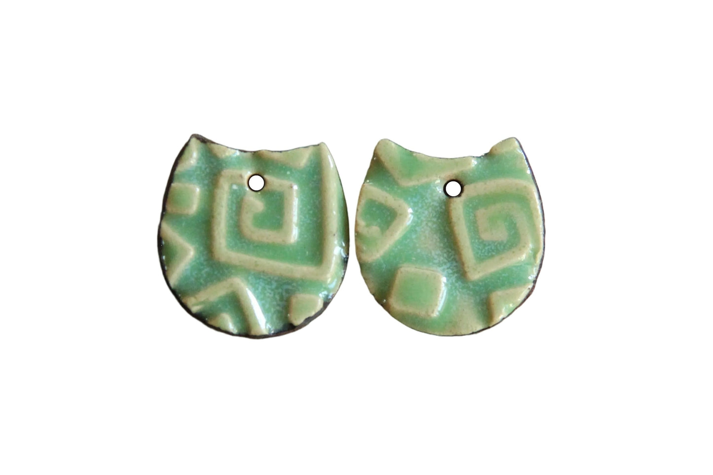Green ceramic earring beads