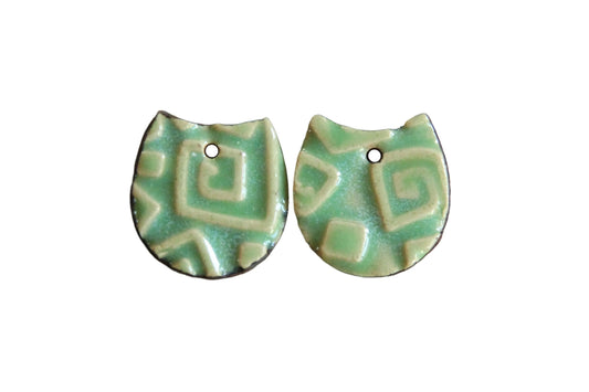 Green ceramic earring beads