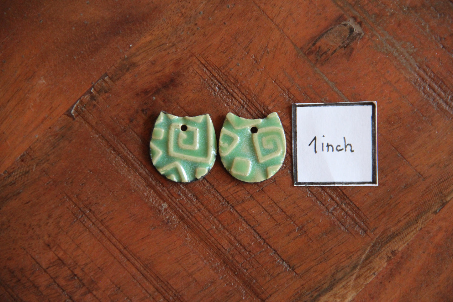 Green ceramic earring beads