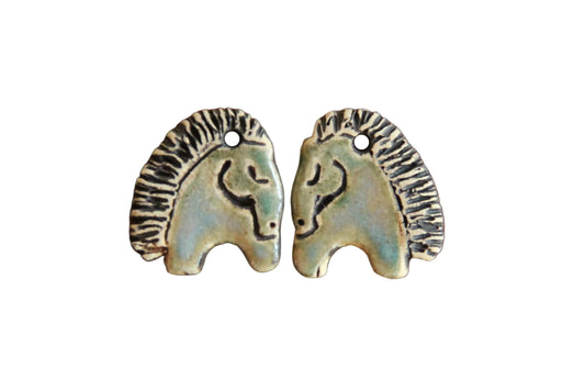 Horses Rustic Stoneware Earring Pair