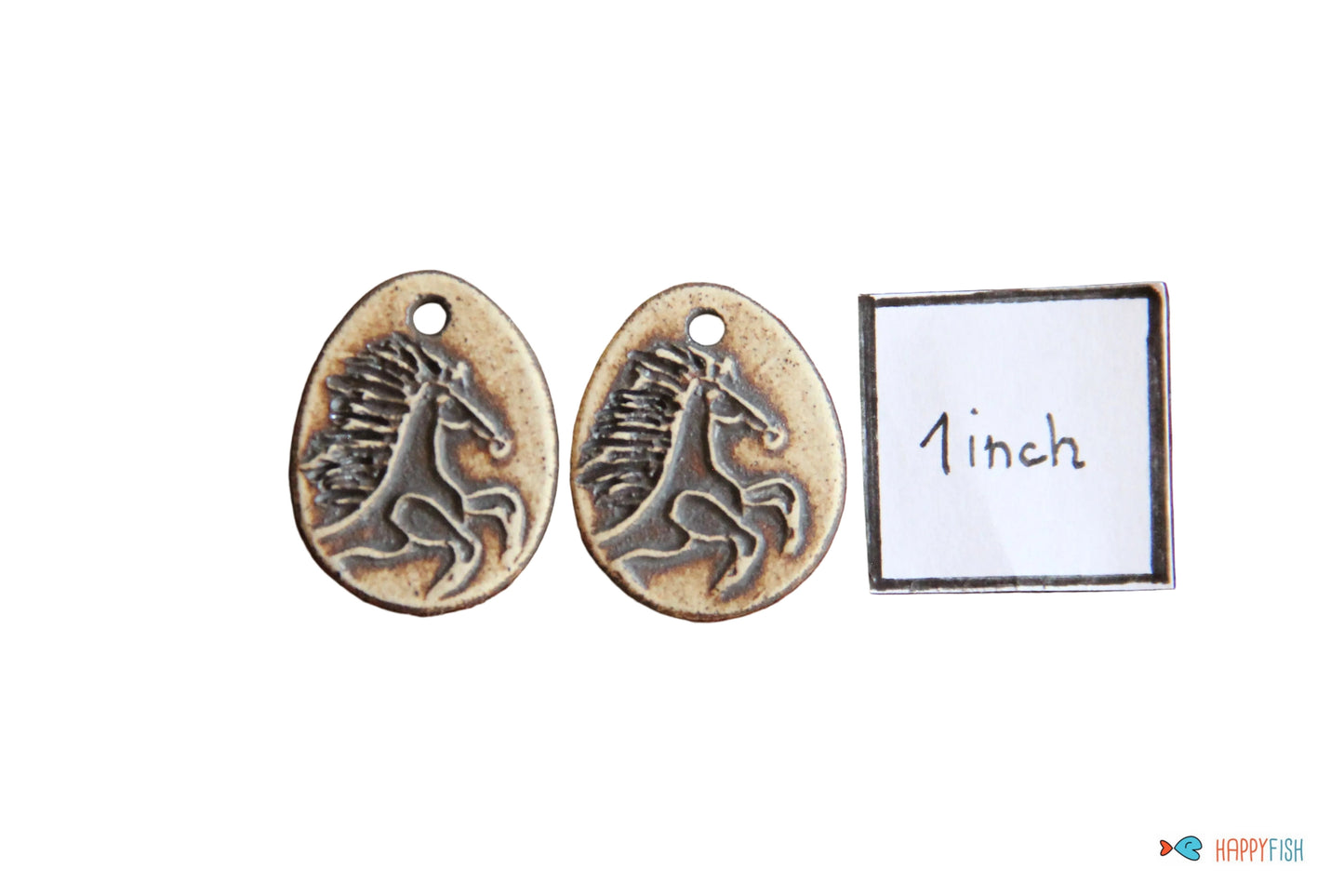 Horses... rustic pair of ceramic earring dangles