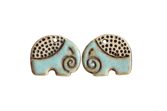 Elephants - ceramic earring dangles