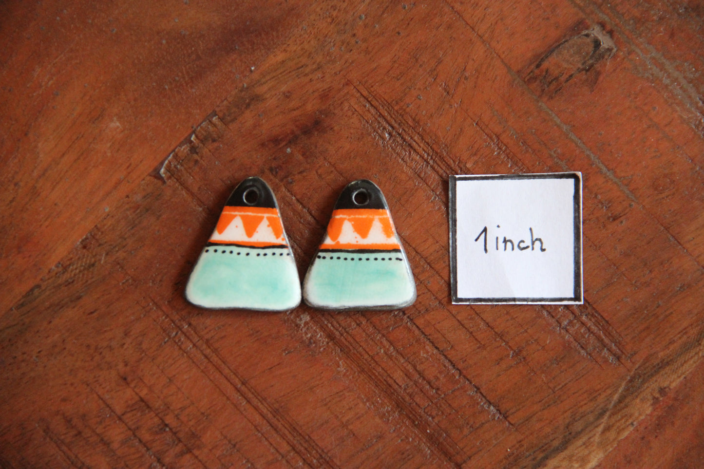 Triangle shaped ceramic earring beads