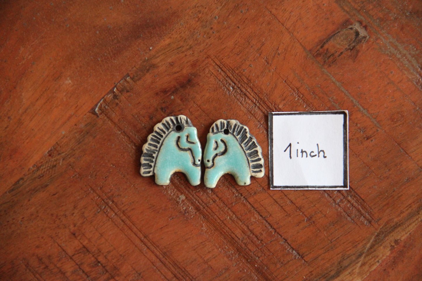 Horses Rustic Stoneware Earring Pair