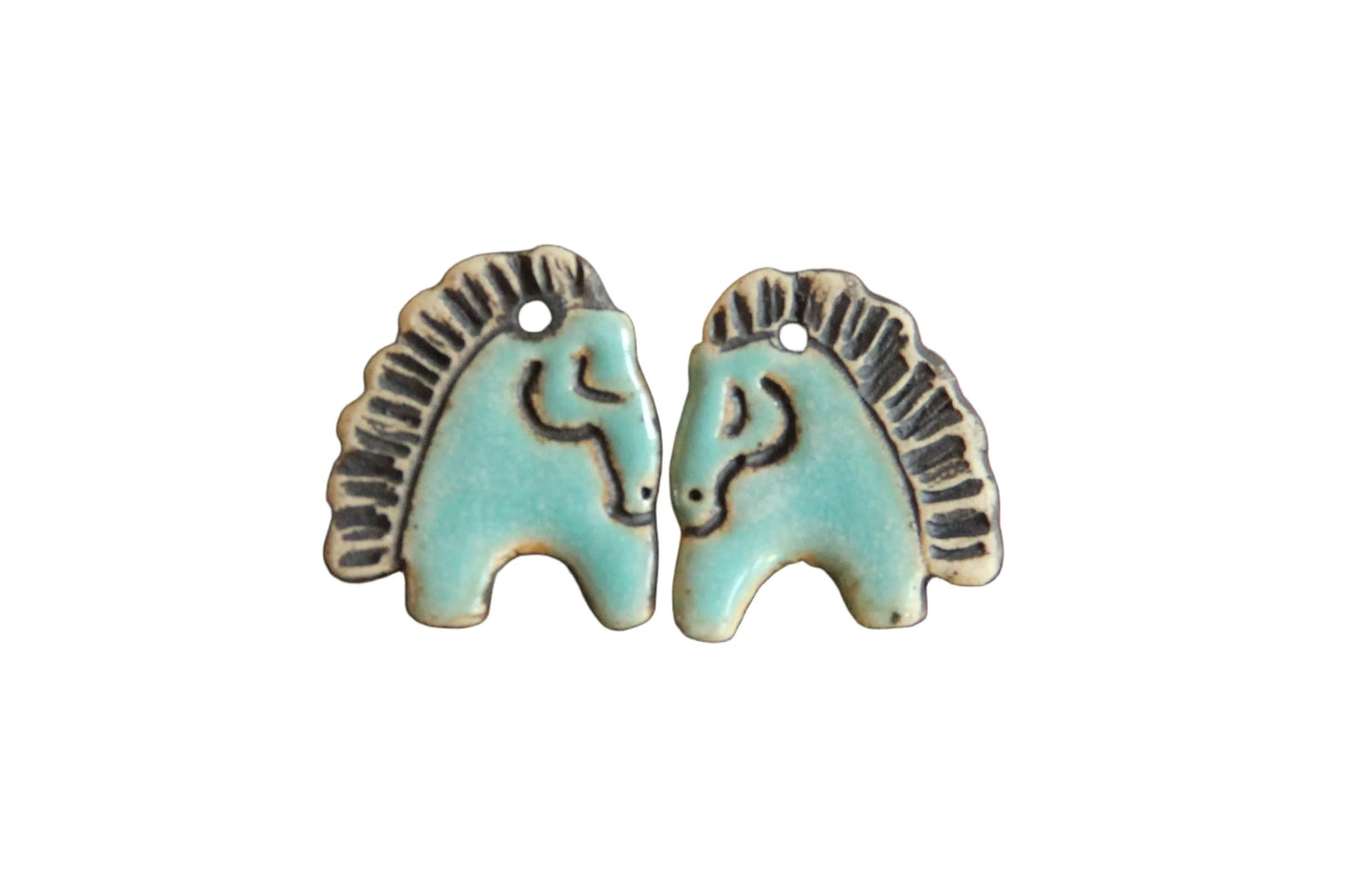Horses Rustic Stoneware Earring Pair