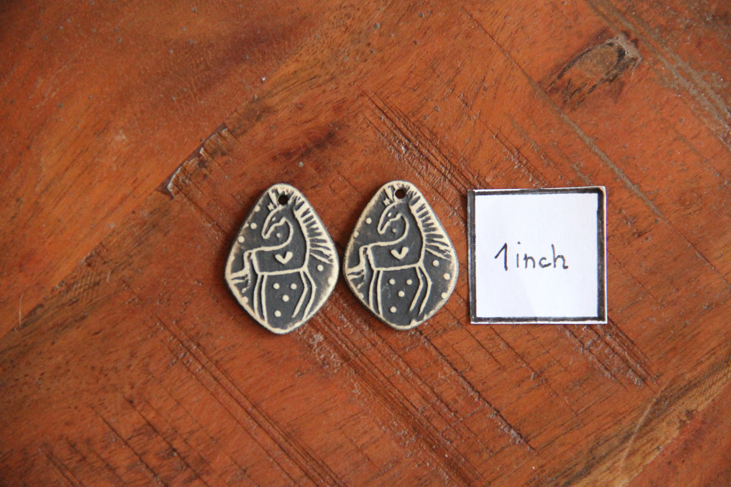 Horses... matte black ceramic earring dangles