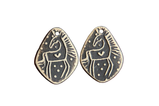 Horses... matte black ceramic earring dangles