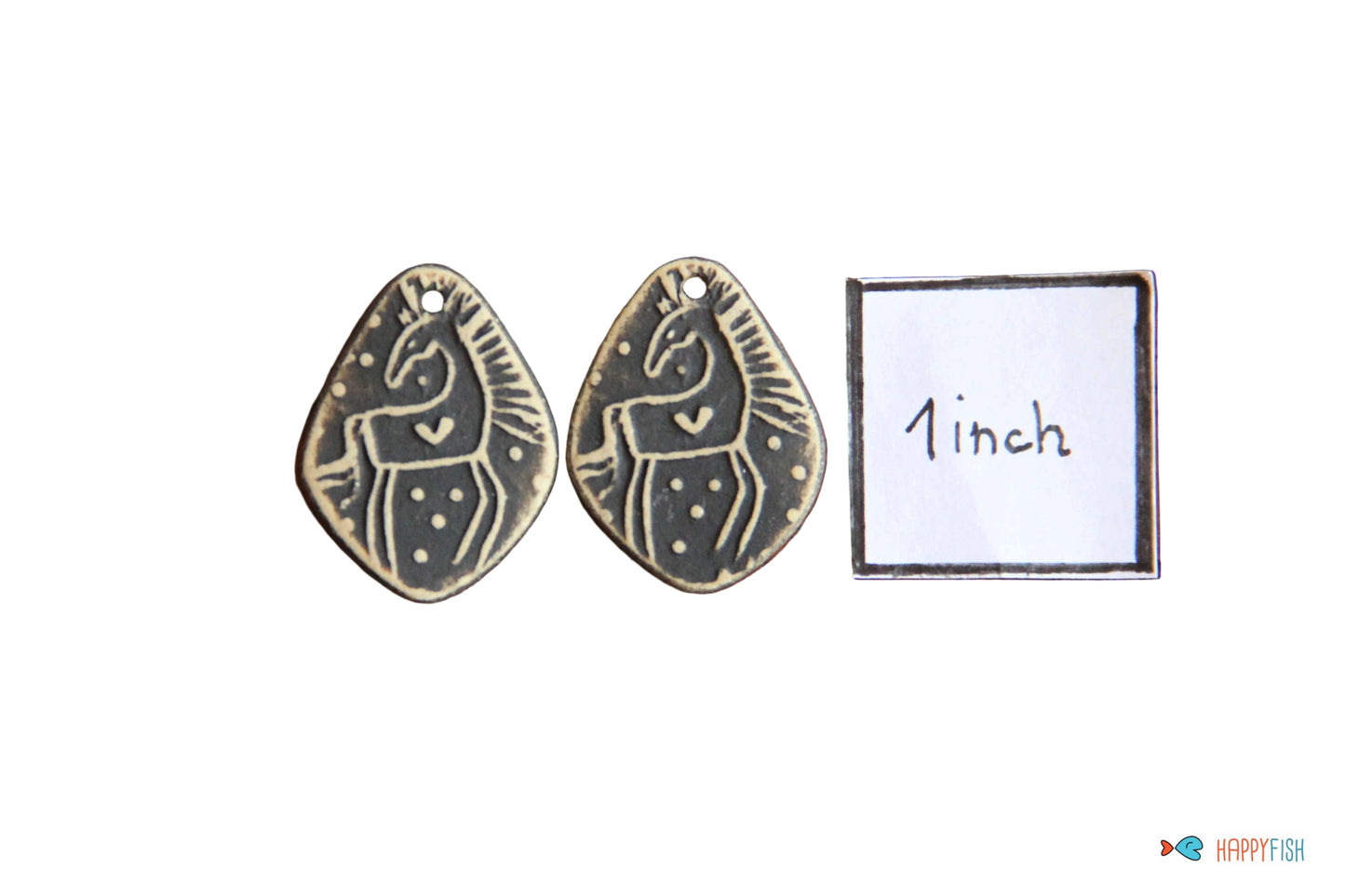 Horses... matte black ceramic earring dangles