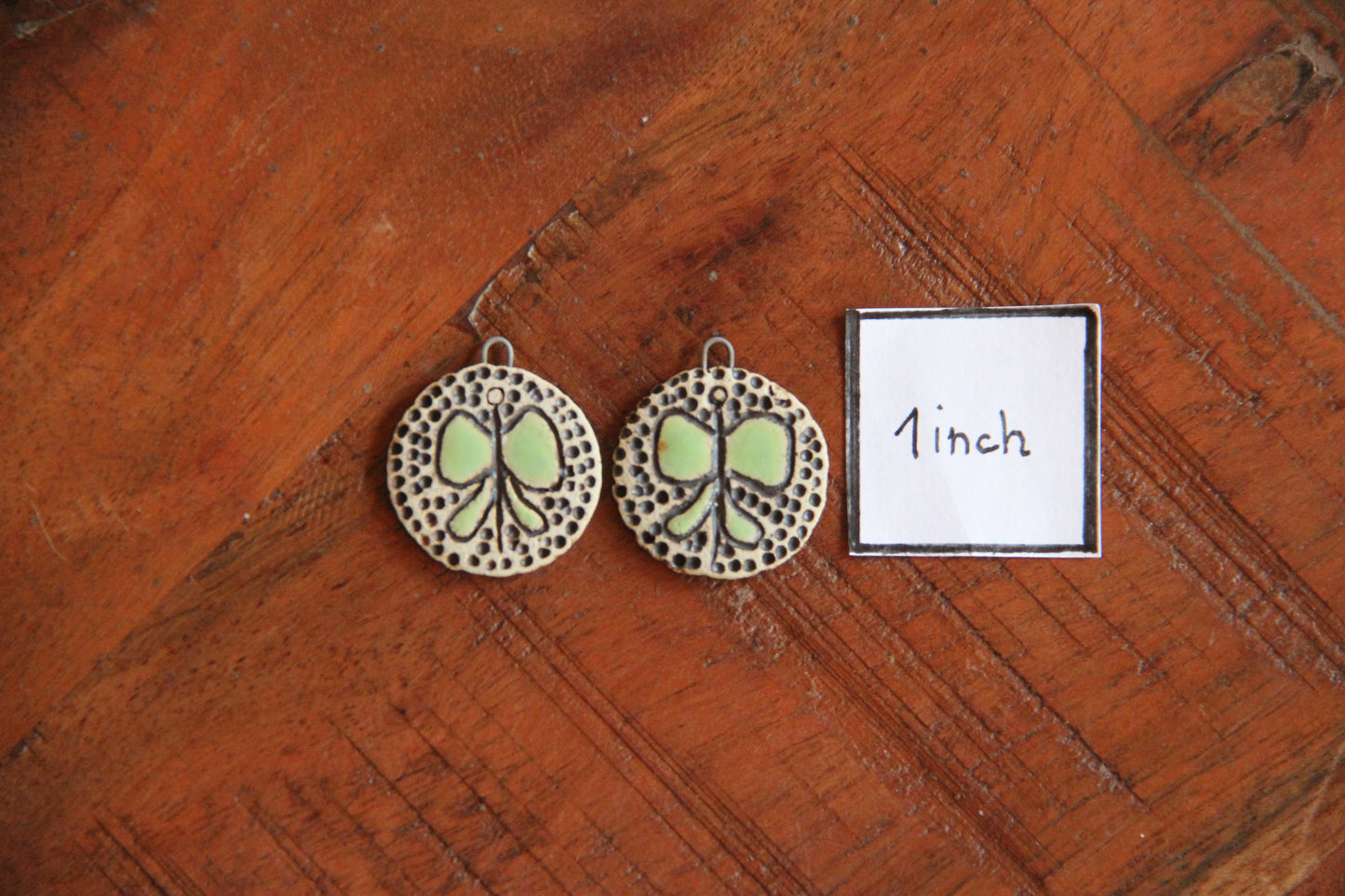Butterflies... rustic pair, ceramic earring dangles