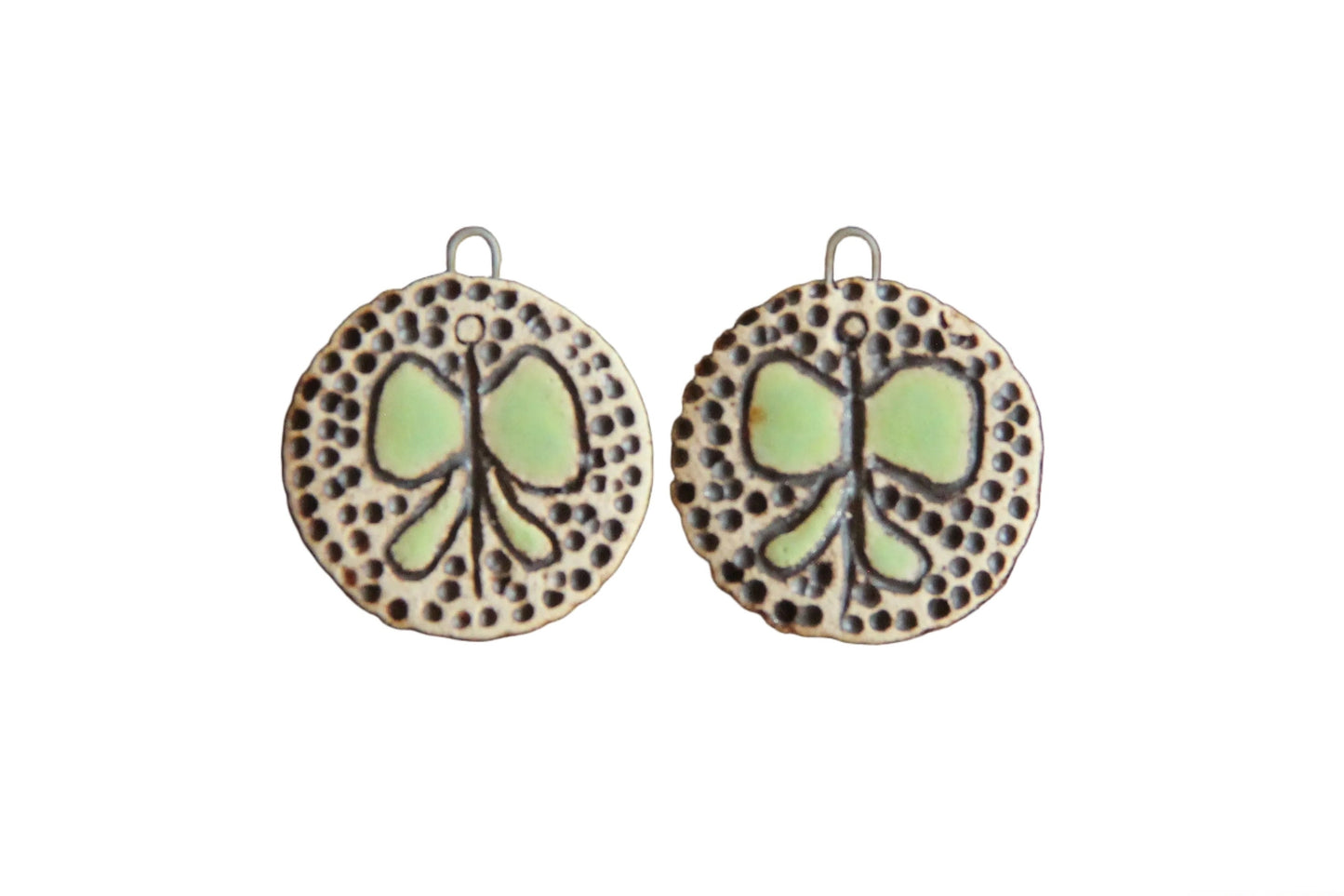Butterflies... rustic pair, ceramic earring dangles