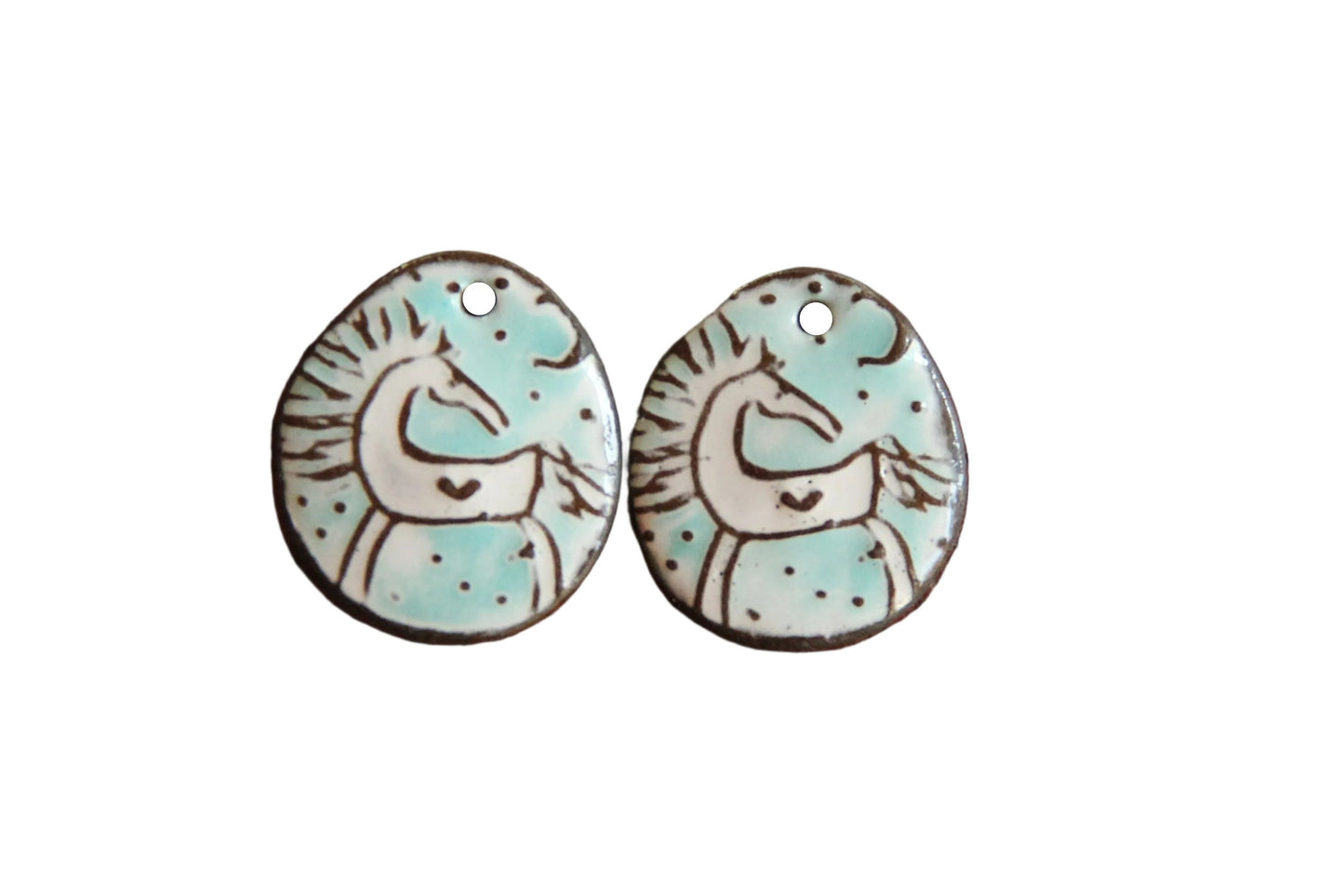 Horses... a pair of ceramic earring dangles