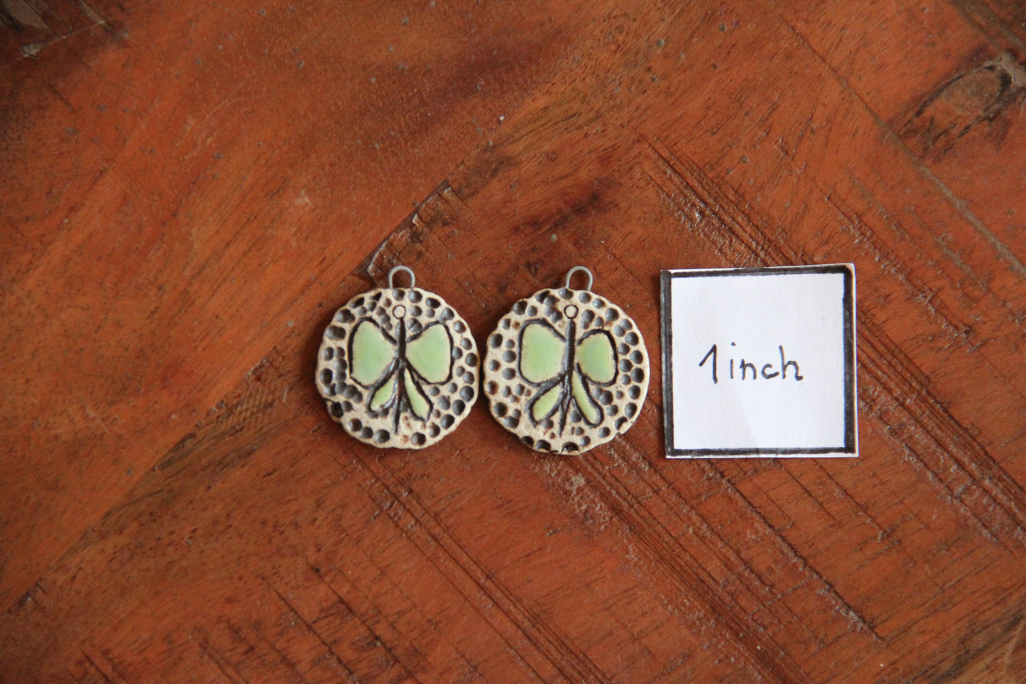 Butterflies... rustic pair, ceramic earring dangles