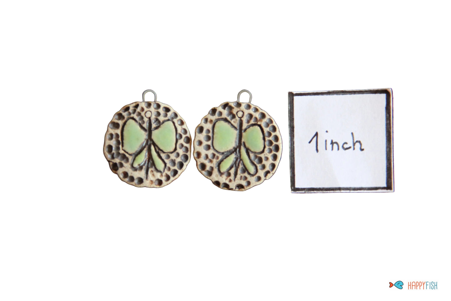 Butterflies... rustic pair, ceramic earring dangles