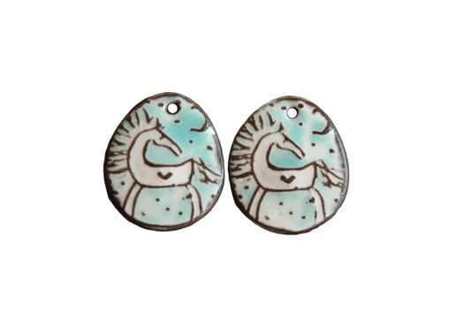 Horses... a pair of ceramic earring dangles