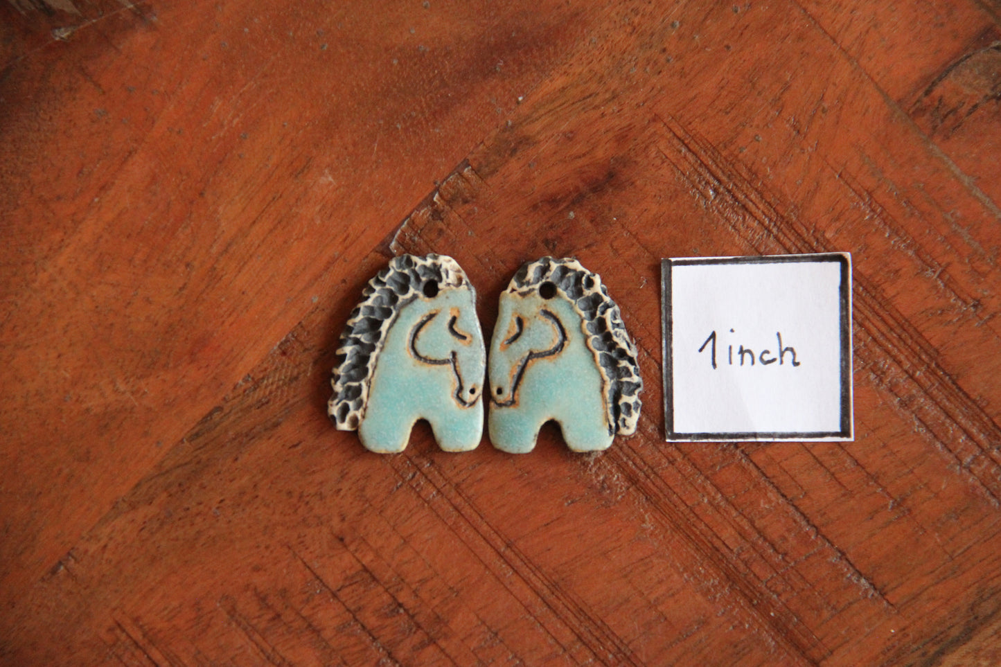 Horses Natural Rustic Blue Earring Pair