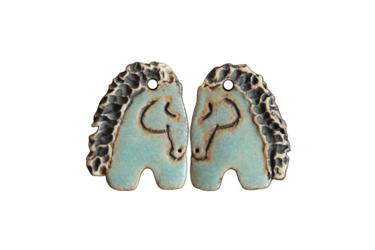 Horses Natural Rustic Blue Earring Pair