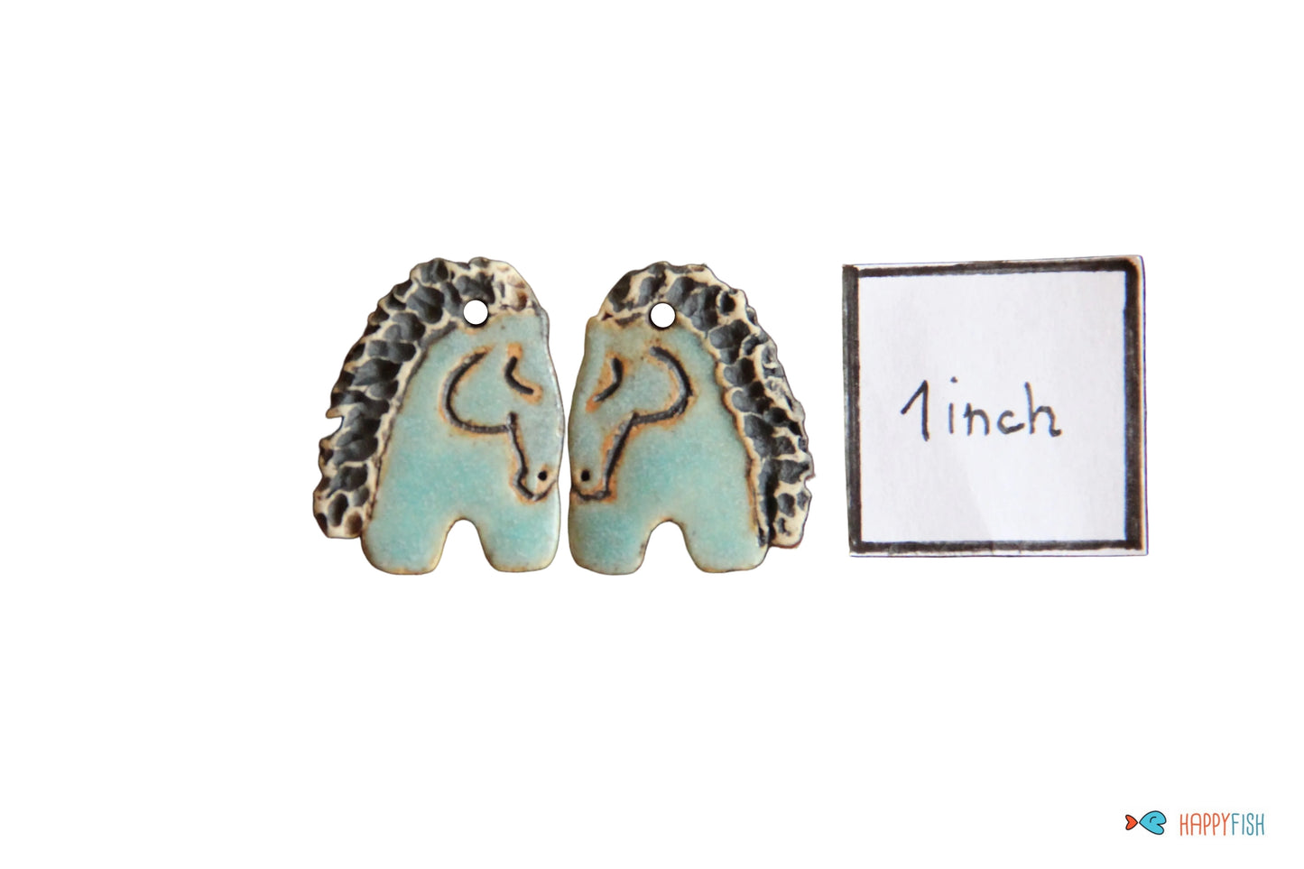 Horses Natural Rustic Blue Earring Pair