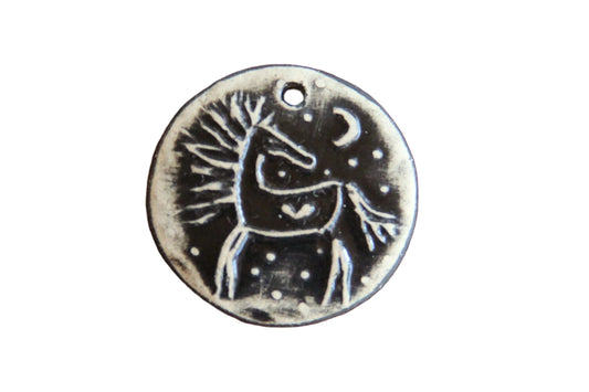Black Stoneware Horse Pendant