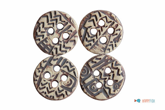 Rustic natural styled buttons 4 pieces