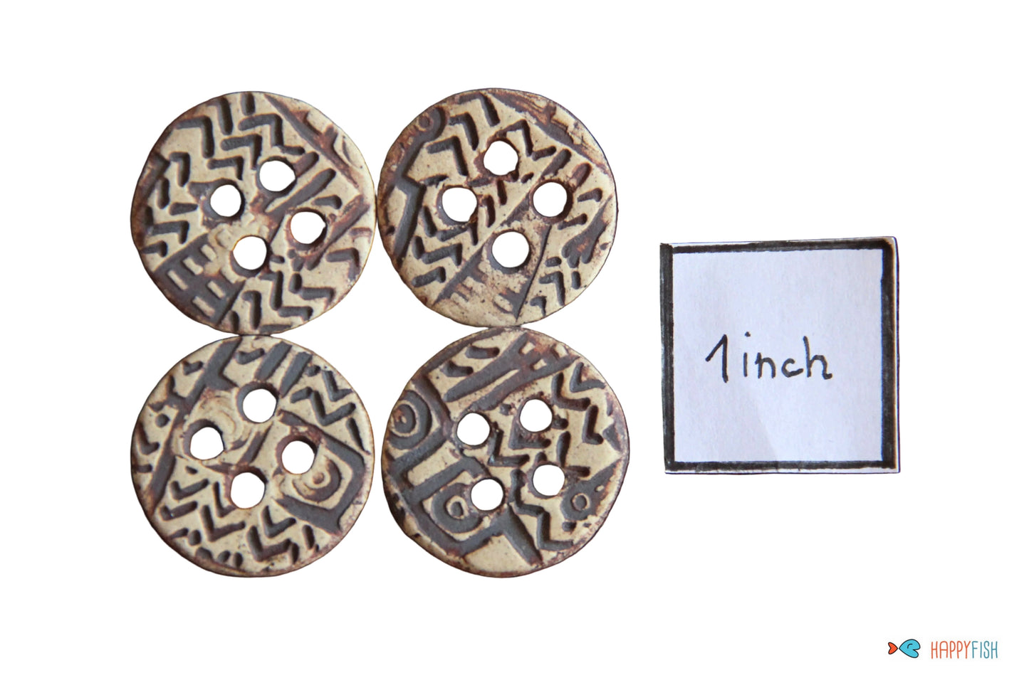Rustic natural styled buttons 4 pieces
