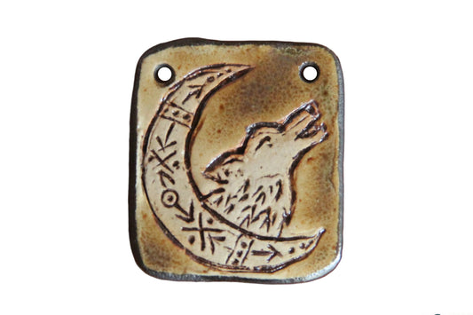 Olive green rustic wolf pendant