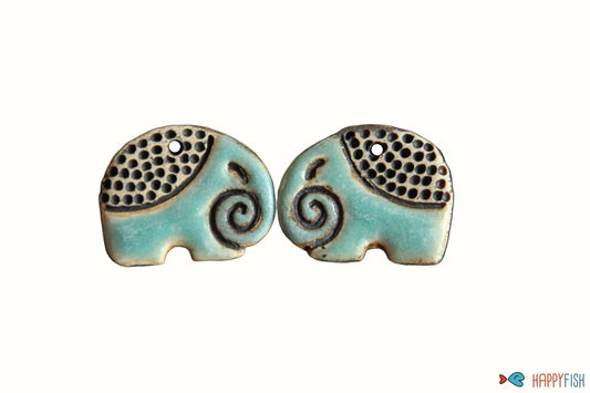 Elephants - ceramic earring dangles