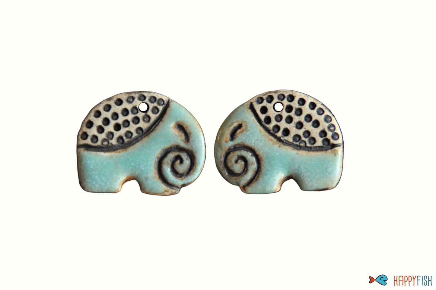 Elephants - ceramic earring dangles