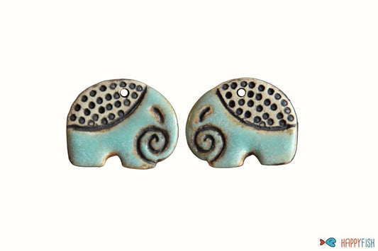 Elephants - ceramic earring dangles