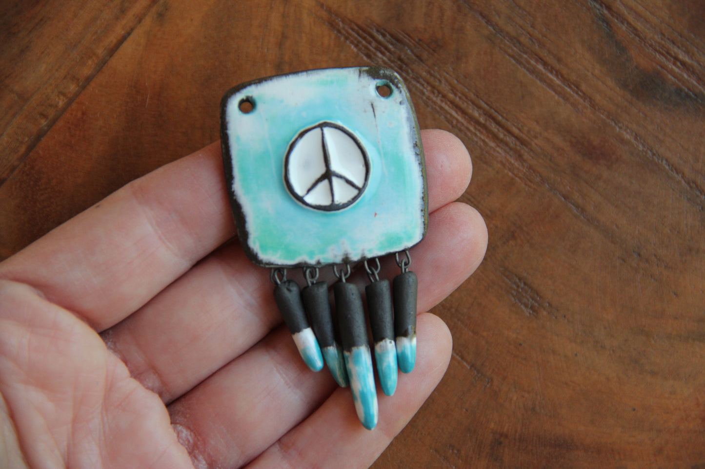 PEACE Pendant with attached spike beads
