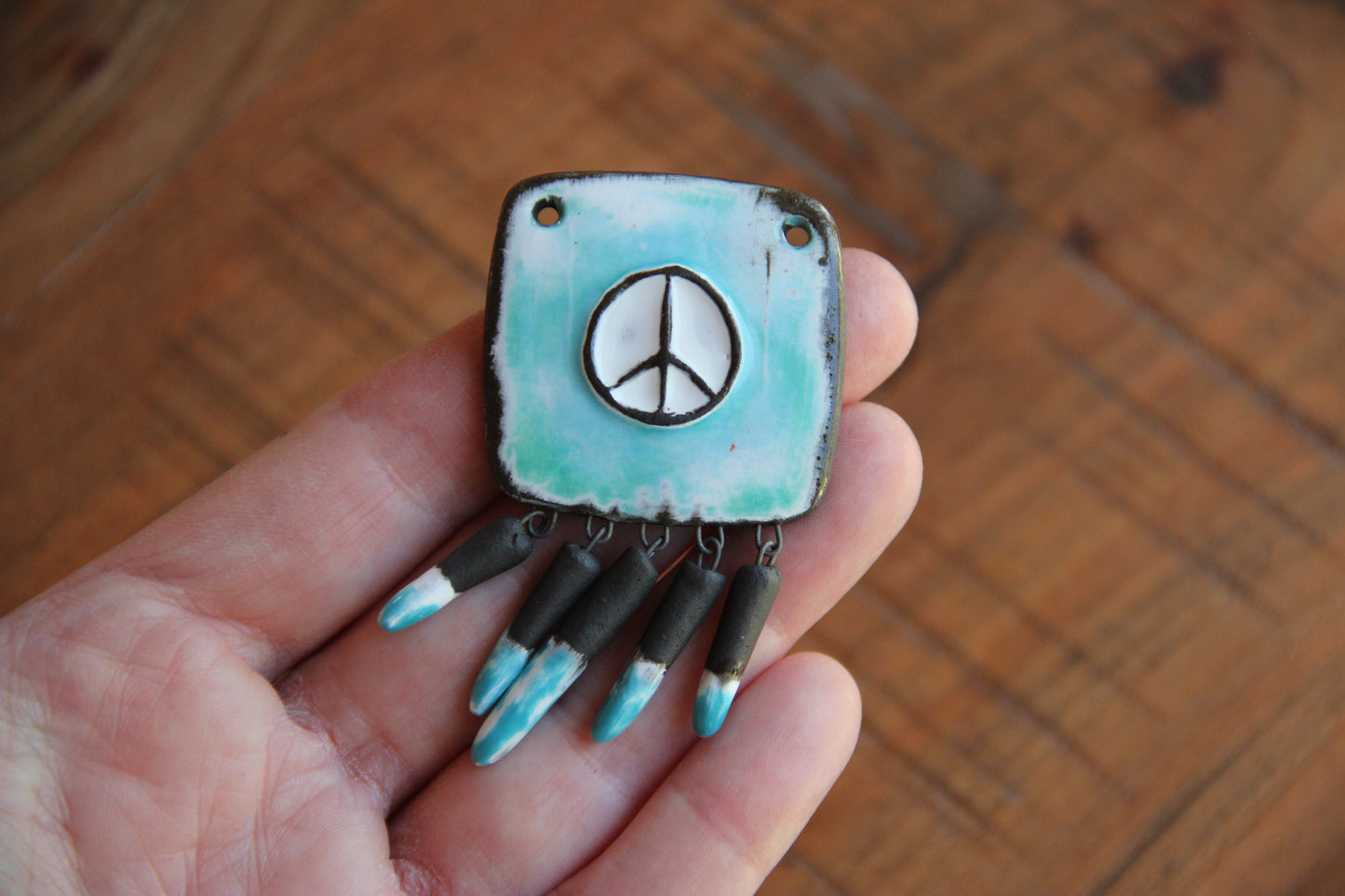 PEACE Pendant with attached spike beads