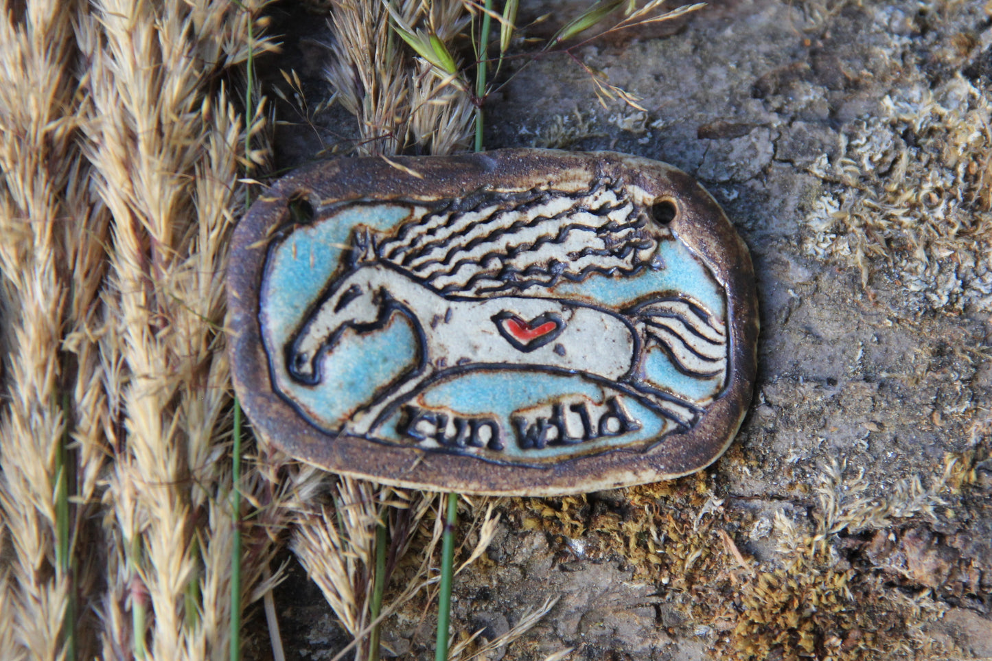 RUN WILD - Rustic Stoneware Pendant