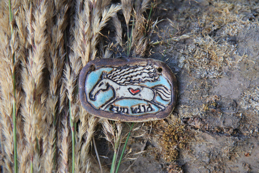 RUN WILD - Rustic Stoneware Pendant