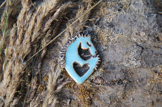 Horse with a Heart - Stoneware Rustic Pendant