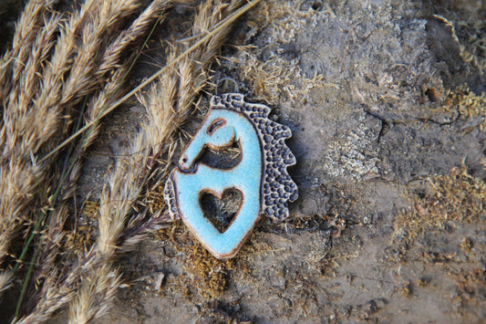 Horse with a Heart - Stoneware Rustic Pendant