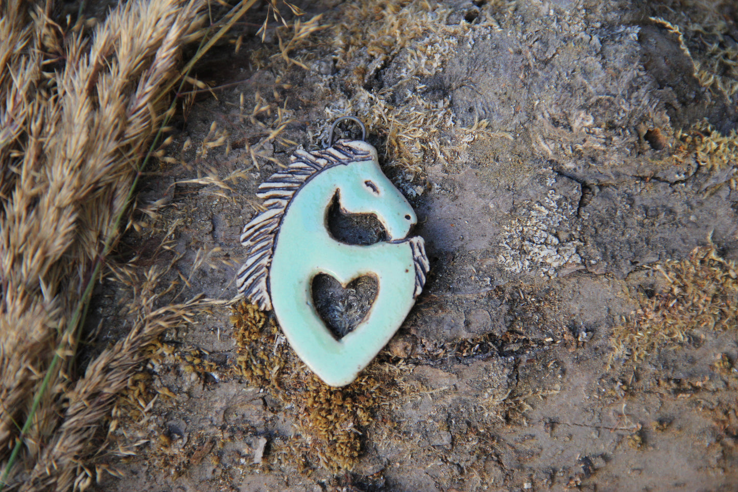 Horse with a Heart - Stoneware Rustic Pendant
